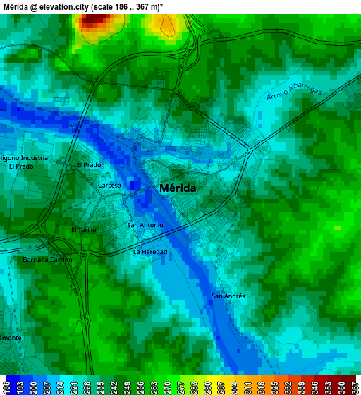 Mérida elevation map