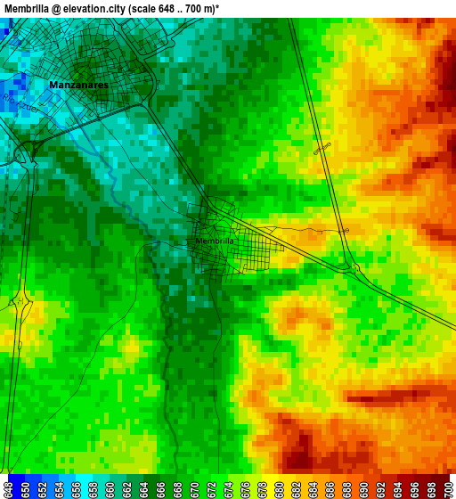 Membrilla elevation map