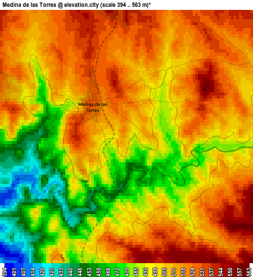 Medina de las Torres elevation map