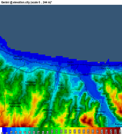 Geráni elevation map