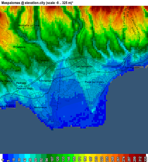 Maspalomas elevation map