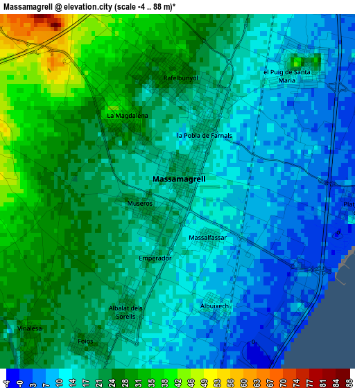 Massamagrell elevation map