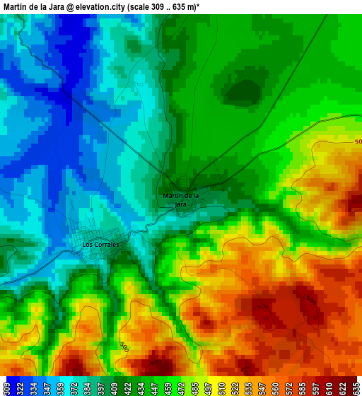 Martín de la Jara elevation map