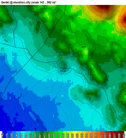 Geráki elevation map