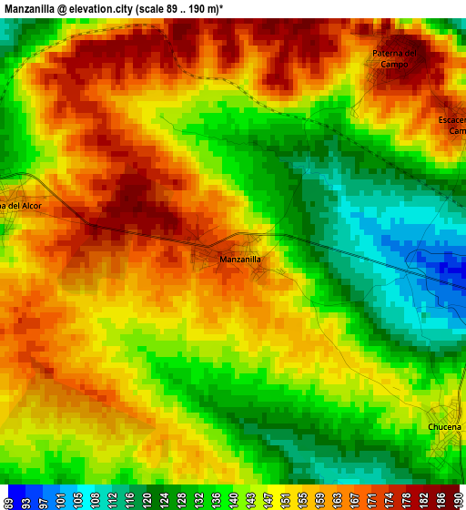 Manzanilla elevation map