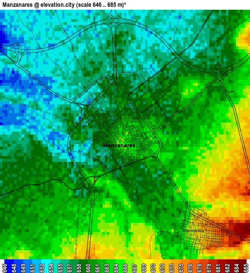 Manzanares elevation map