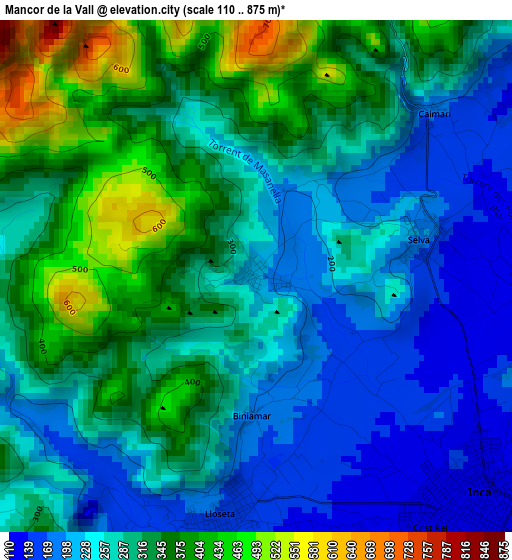 Mancor de la Vall elevation map