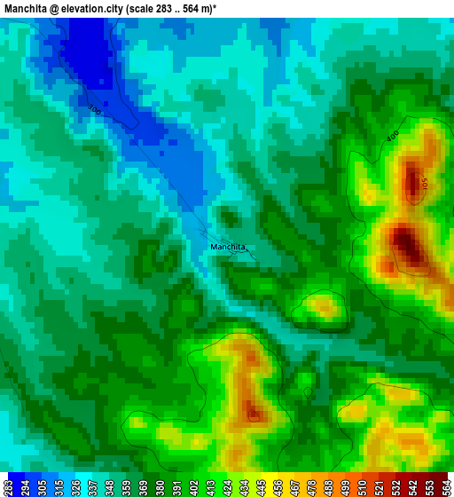 Manchita elevation map