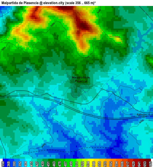 Malpartida de Plasencia elevation map