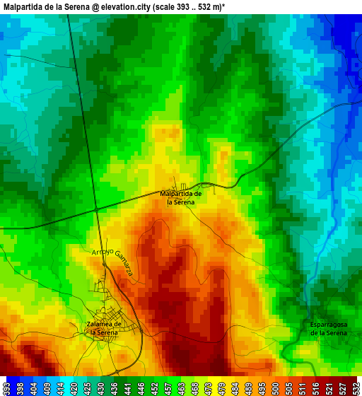 Malpartida de la Serena elevation map