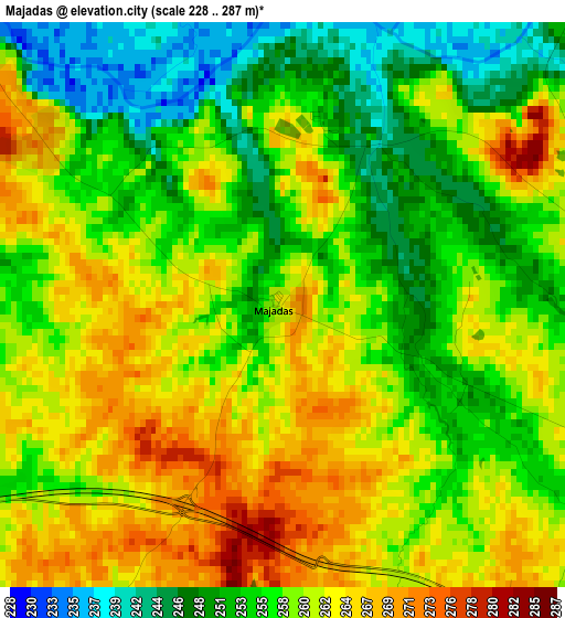 Majadas elevation map