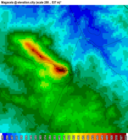 Magacela elevation map