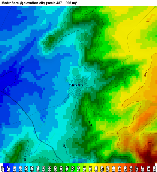 Madroñera elevation map