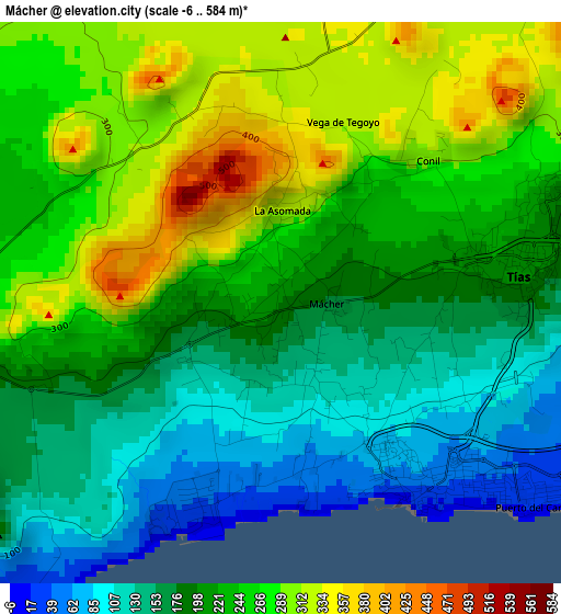 Mácher elevation map