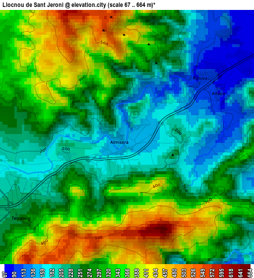 Llocnou de Sant Jeroni elevation map