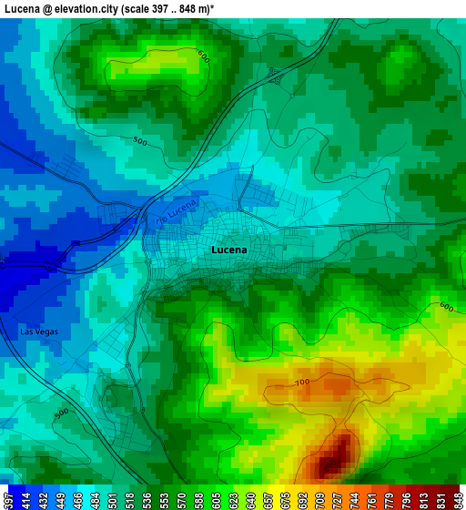 Lucena elevation map