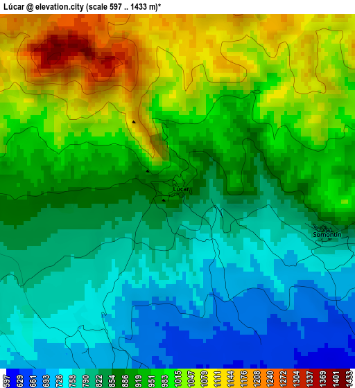 Lúcar elevation map