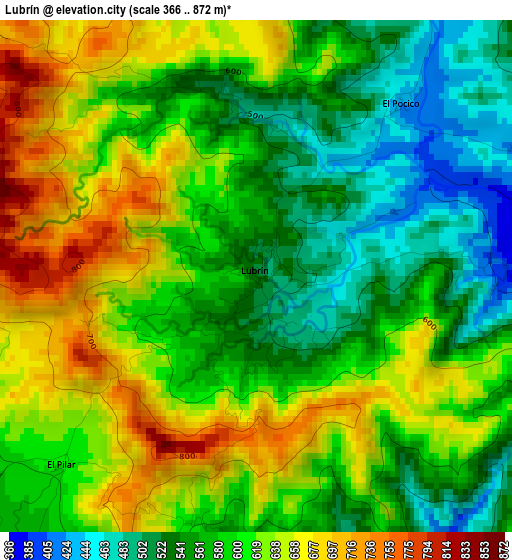 Lubrín elevation map