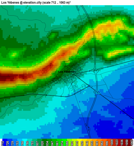 Los Yébenes elevation map