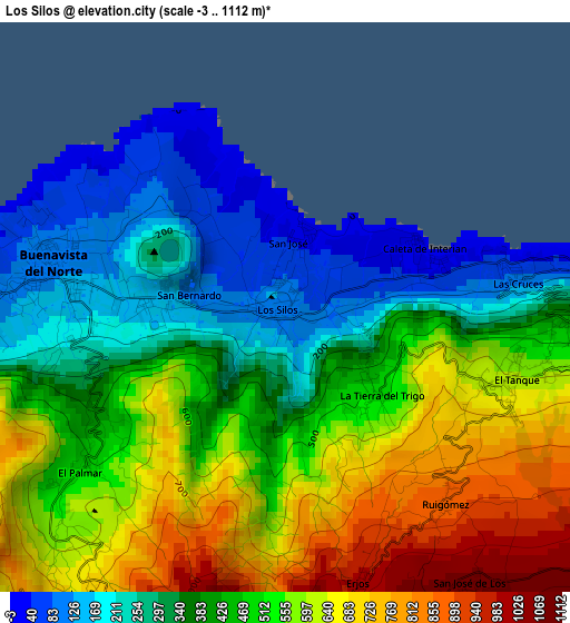 Los Silos elevation map