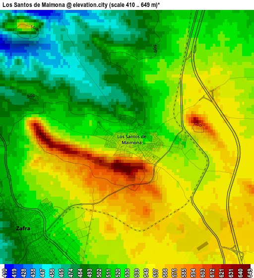 Los Santos de Maimona elevation map