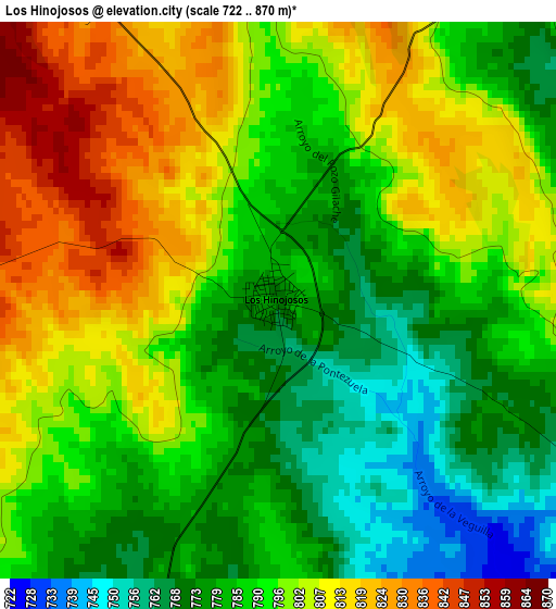 Los Hinojosos elevation map