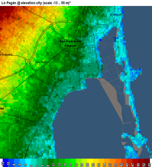 Lo Pagán elevation map