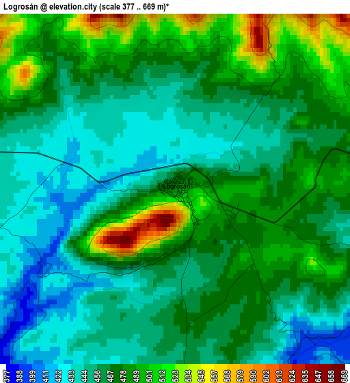 Logrosán elevation map