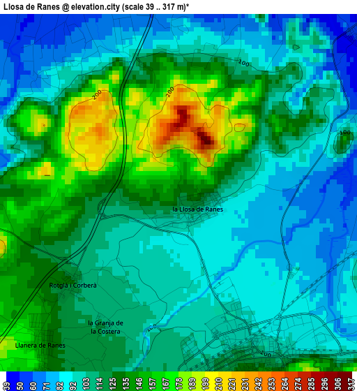 Llosa de Ranes elevation map