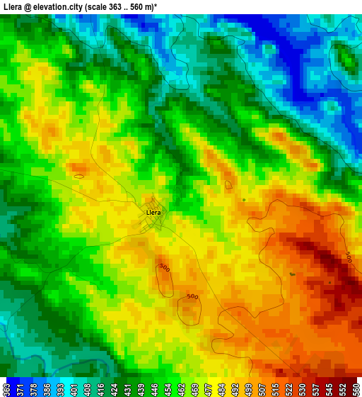 Llera elevation map