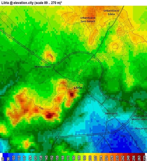 Llíria elevation map