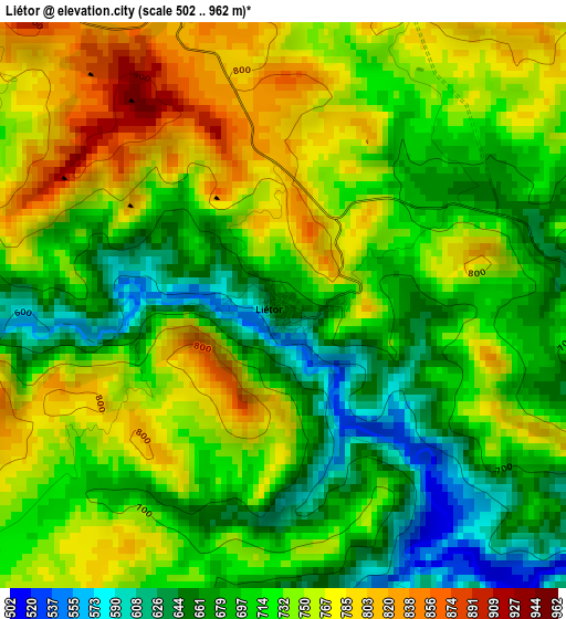 Liétor elevation map