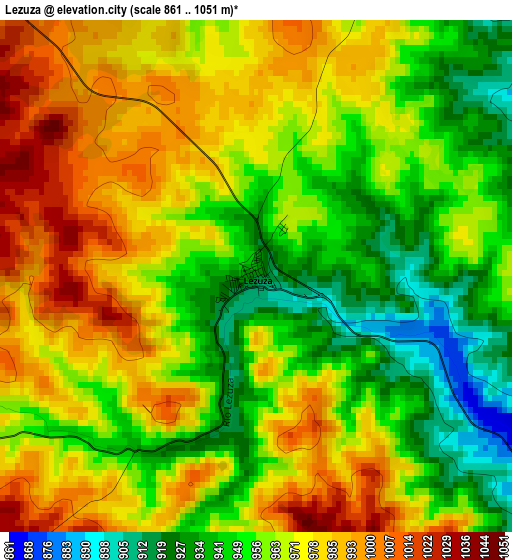 Lezuza elevation map