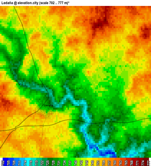 Ledaña elevation map