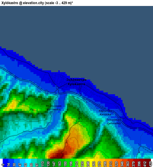 Xylókastro elevation map