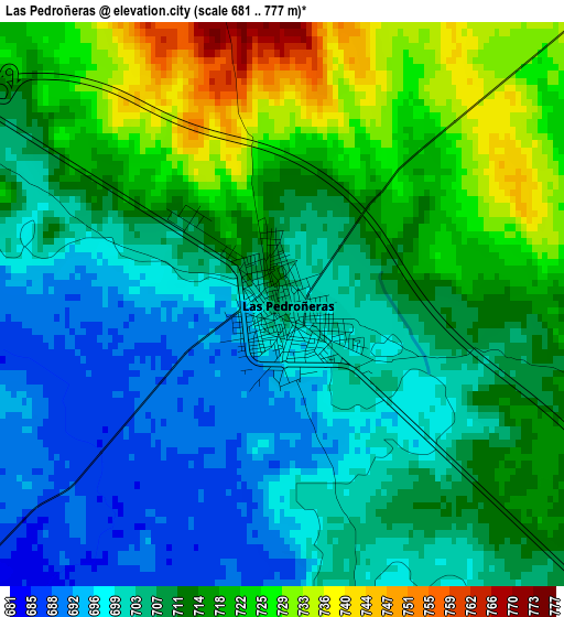 Las Pedroñeras elevation map