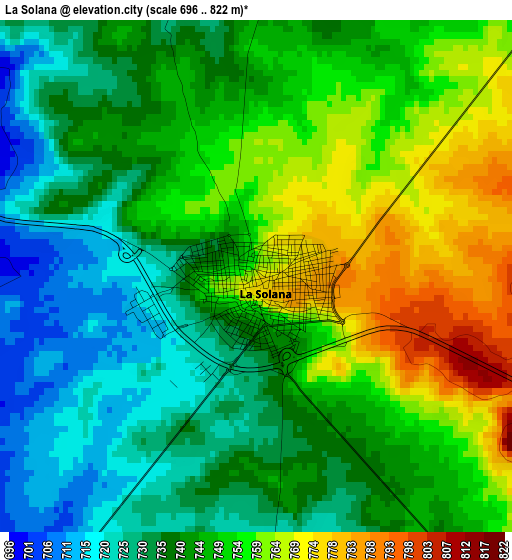 La Solana elevation map