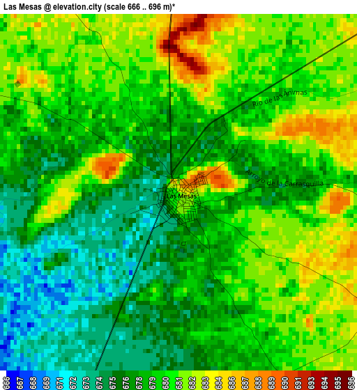 Las Mesas elevation map