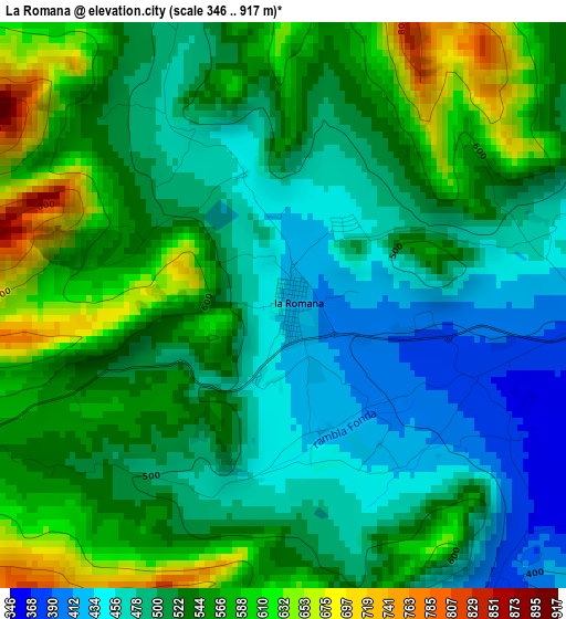 La Romana elevation map