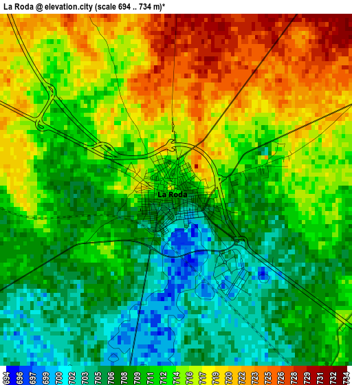 La Roda elevation map