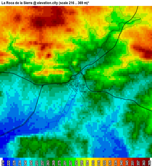 La Roca de la Sierra elevation map