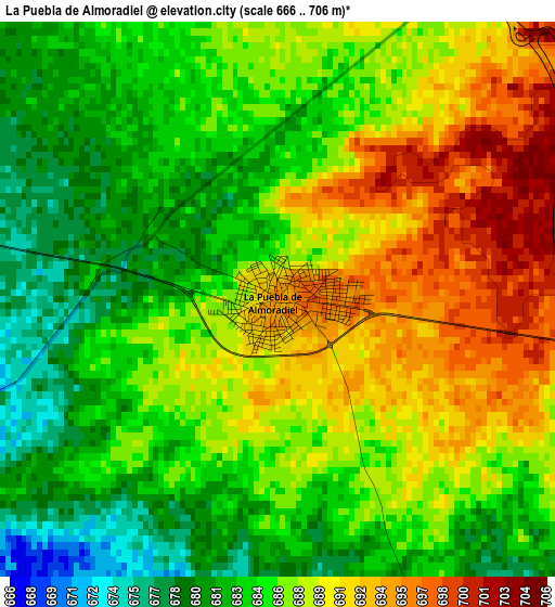 La Puebla de Almoradiel elevation map