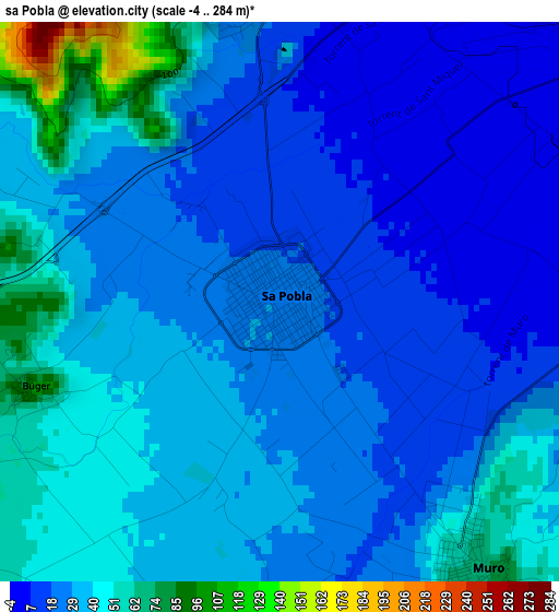 sa Pobla elevation map