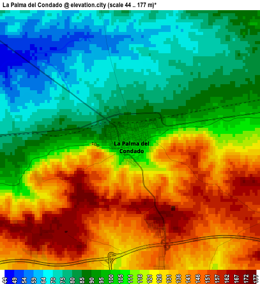 La Palma del Condado elevation map