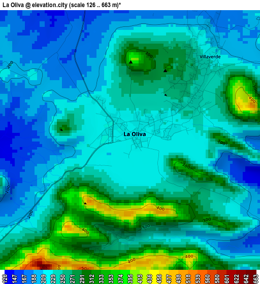 La Oliva elevation map