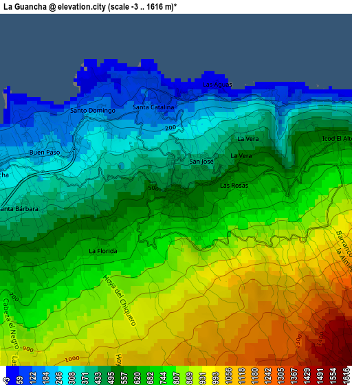 La Guancha elevation map