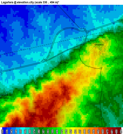 Lagartera elevation map