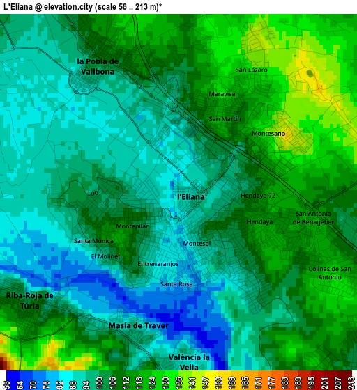 L'Eliana elevation map