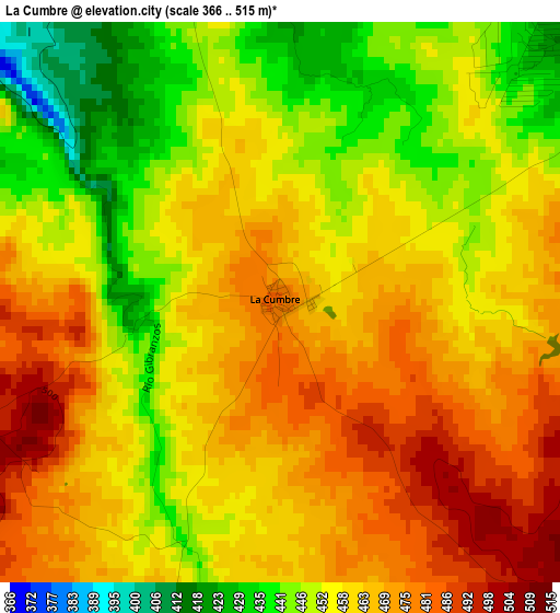 La Cumbre elevation map