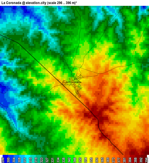 La Coronada elevation map